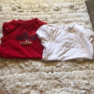 Two red and white Onesies